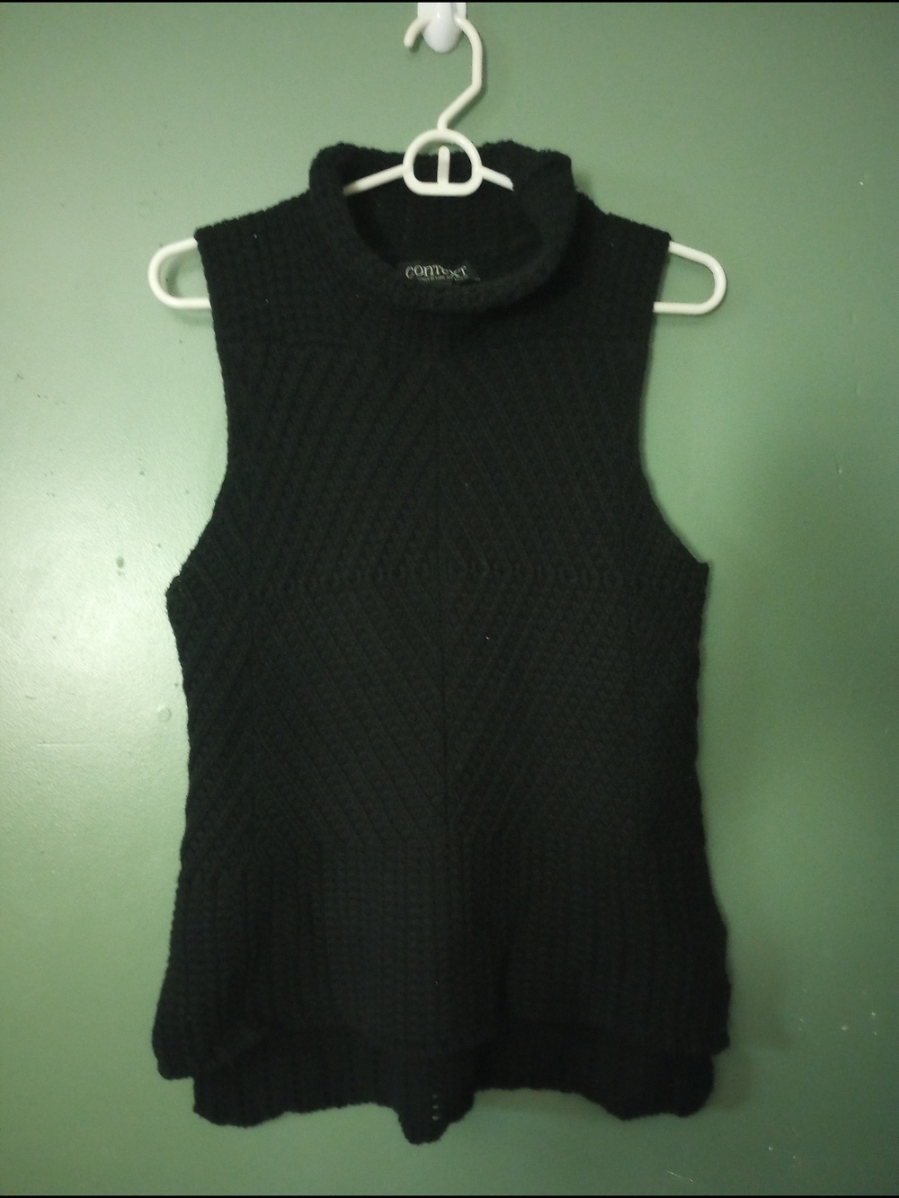 Lord & Taylor Context Black Knit Turtleneck Vest
